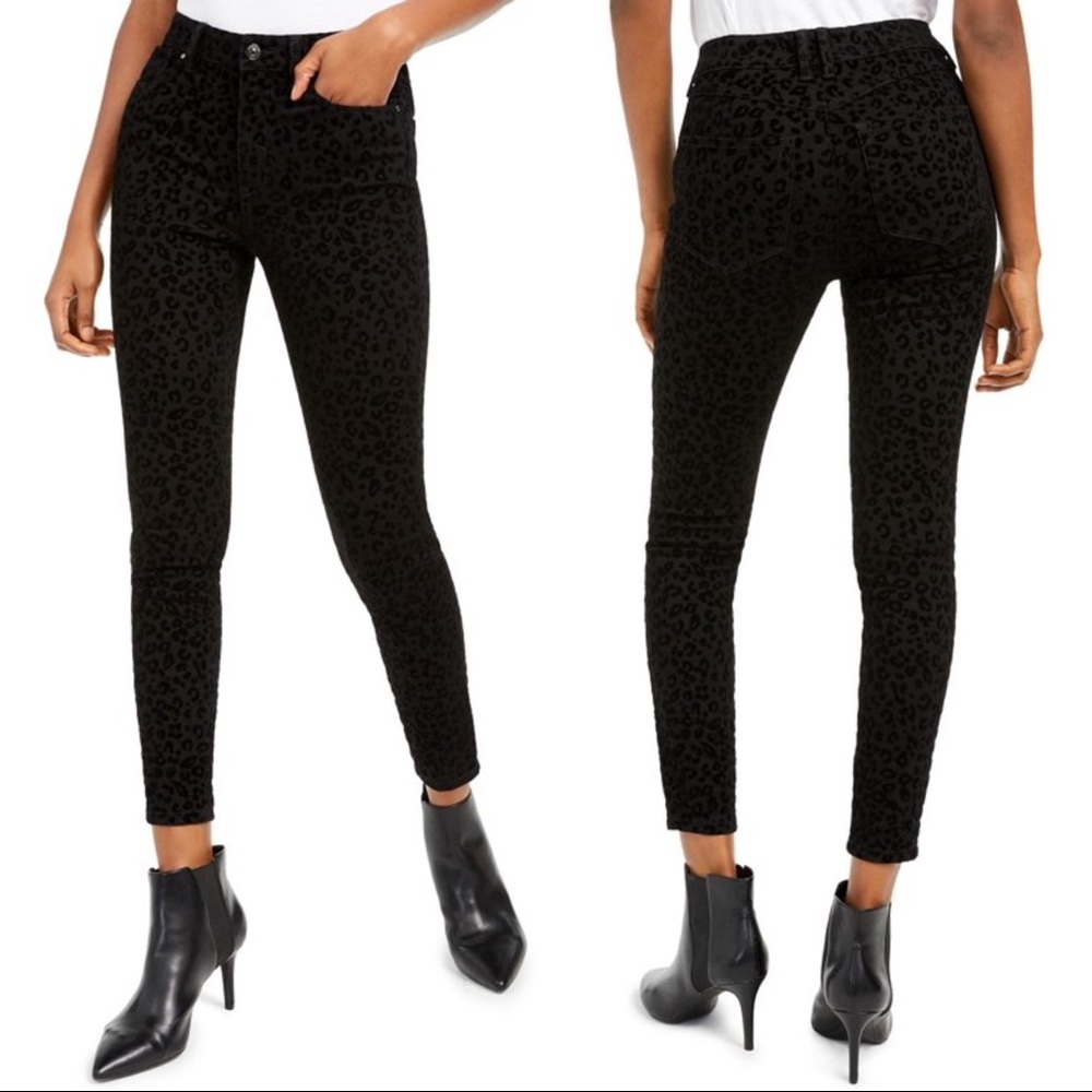 Rewash Black Velvet Leopard Skinny Jeans Juniors Size 5